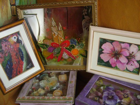 vitral, arte franceza e oleo sobre tela